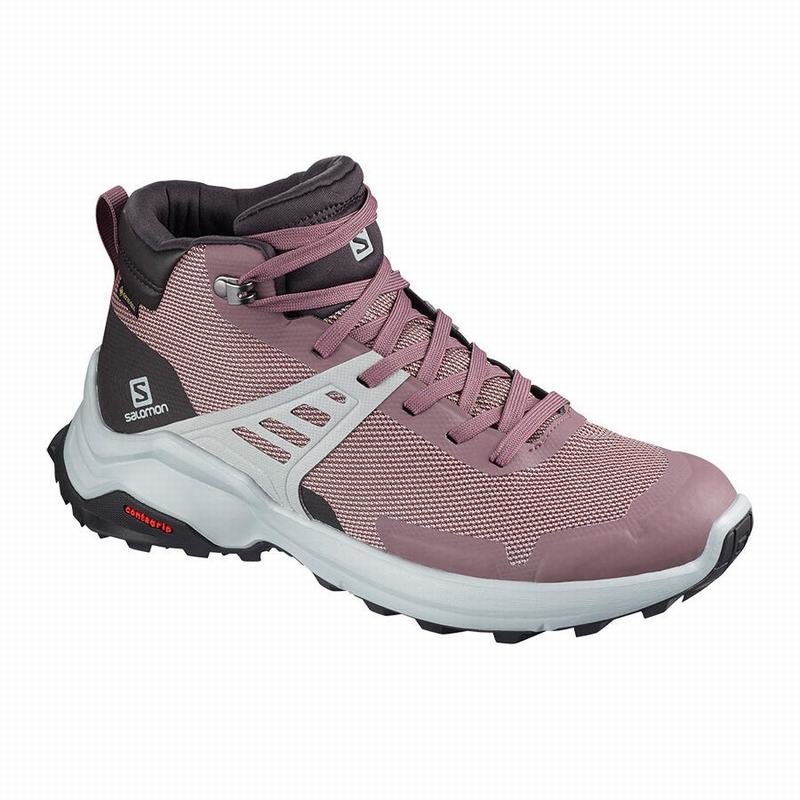 Buty Trekkingowe Damskie Salomon X RAISE MID GORE-TEX - Bordowe - Polska (610-DUZNOH)